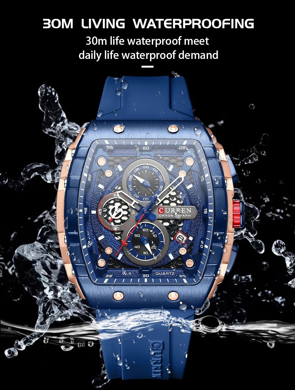 Men Watches CURREN unique square design quartz waterproof Men Watches Herren Armbanduhren