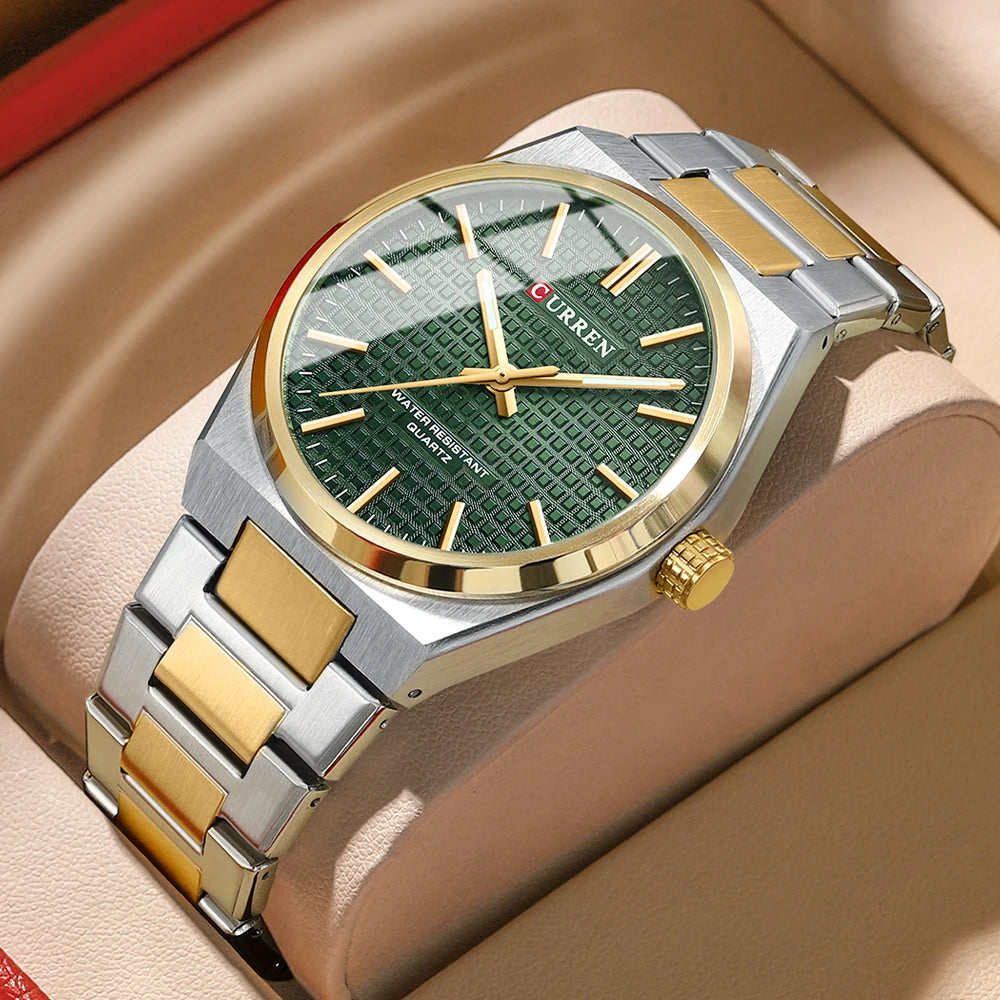 Men Quartz Watches CURREN 30M Waterproof Stainless Steel Quartz Date Clock Wristwatch Style Watch for Men