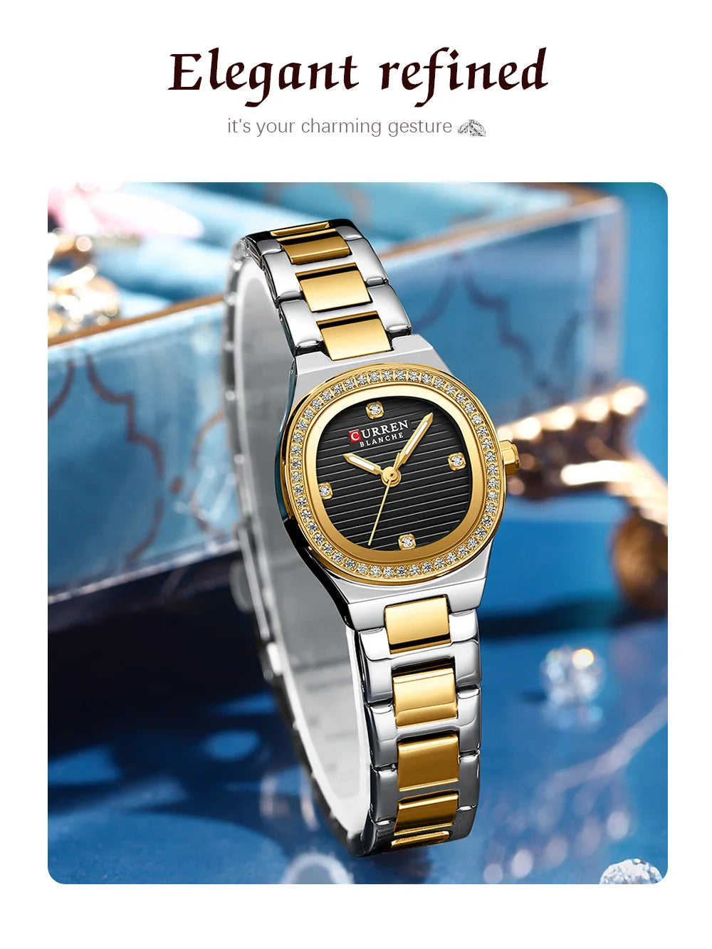 Women Quartz Watch CURREN Casual Wristwatches Ladies Stainless Steel Bracelet with Luminous Hands