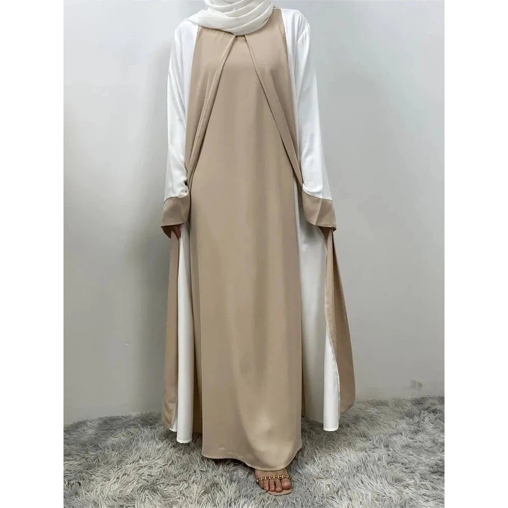 Abaya Muslim Luxury Splicing (Fake Two Pcs) Abayas For Women Kaftan Modest Dress Islam Caftan Moroccan Femme
