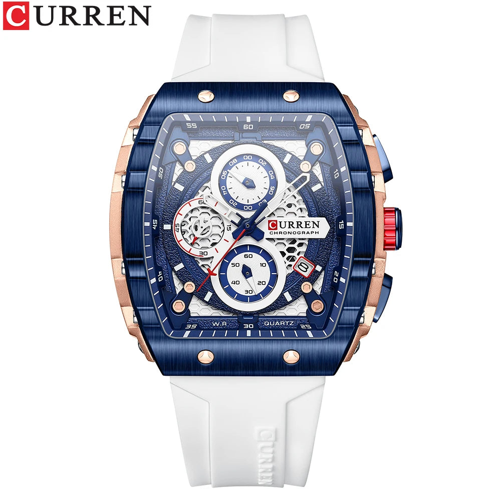 Men Watches CURREN unique square design quartz waterproof Men Watches Herren Armbanduhren