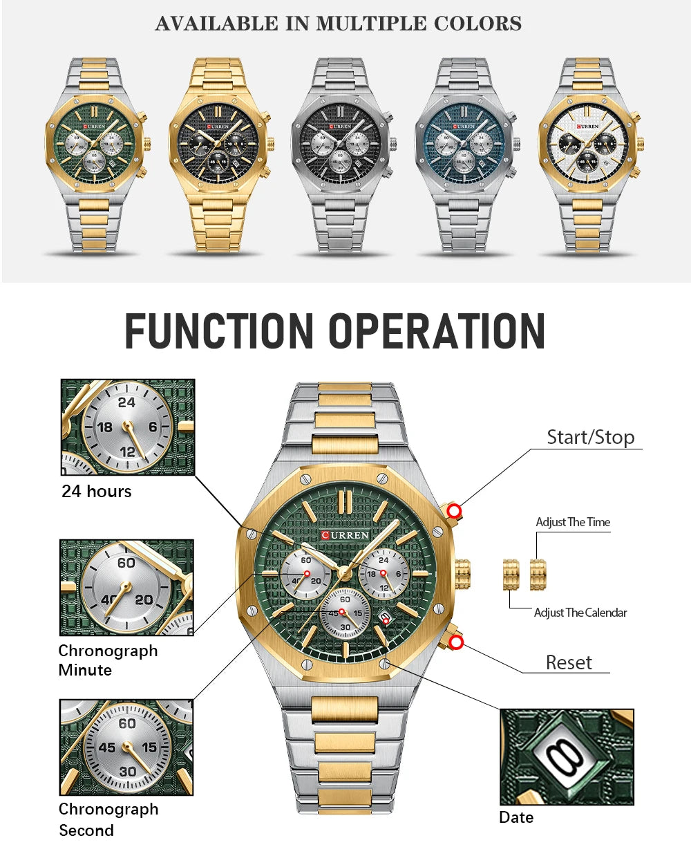 Men Quartz Watches CURREN Multifunction Luminous Quartz Male Wristwatch