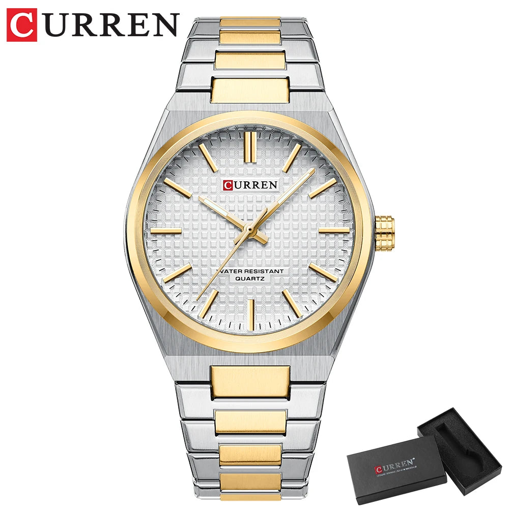 Men Quartz Watches CURREN 30M Waterproof Stainless Steel Quartz Date Clock Wristwatch Style Watch for Men