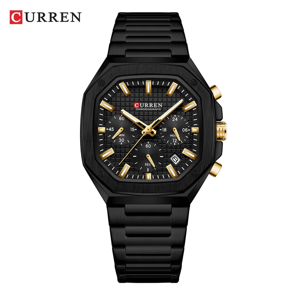 Men Quartz Watches CURREN Full Steel Waterproof Chronograph Wristwatch Men Relogio Masculino