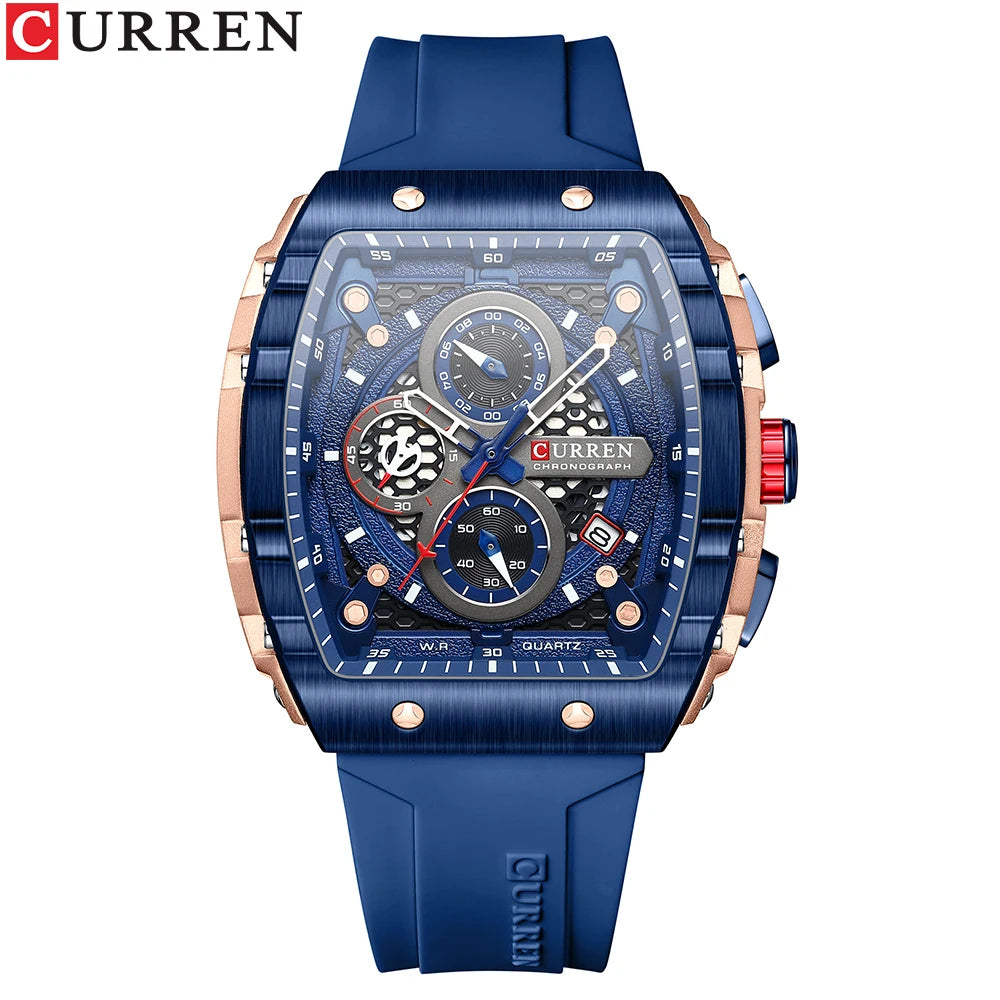 Men Watches CURREN unique square design quartz waterproof Men Watches Herren Armbanduhren