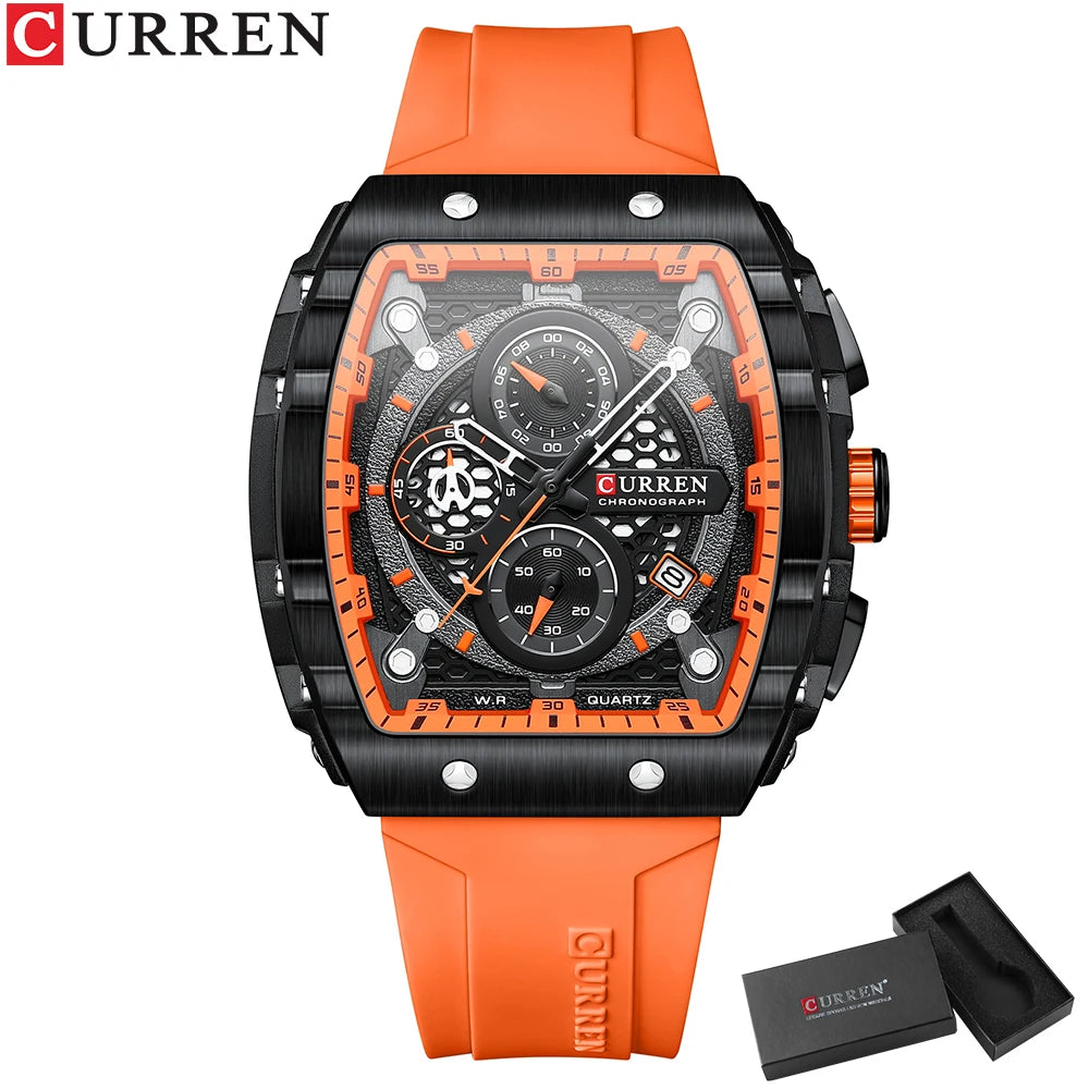 Men Watches CURREN unique square design quartz waterproof Men Watches Herren Armbanduhren