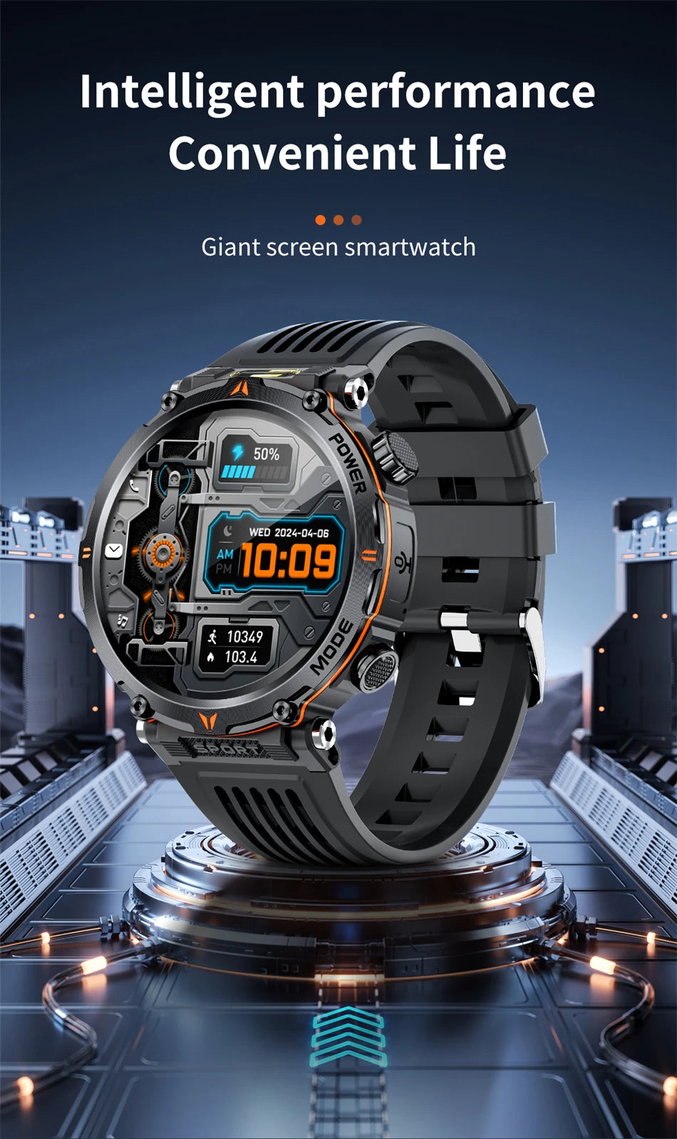 LIGE Smart Watch 600mah Battery LED Flashlight Compass Military Sport Watches Bluetooth Call Waterproof