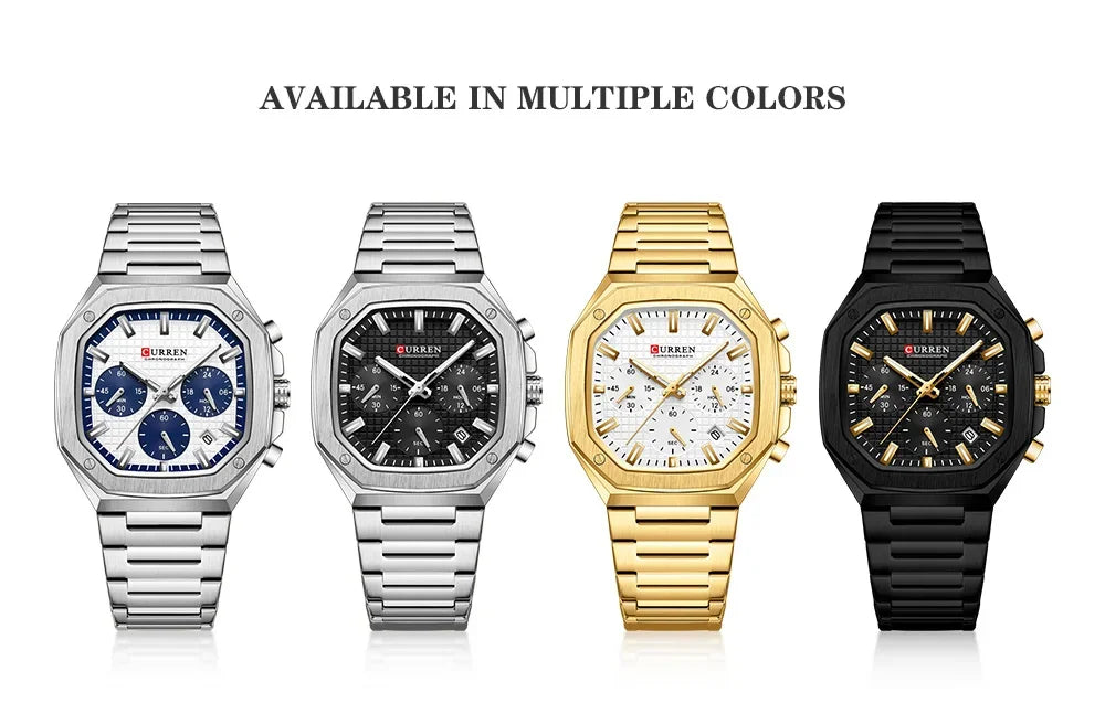 Men Quartz Watches CURREN Full Steel Waterproof Chronograph Wristwatch Men Relogio Masculino