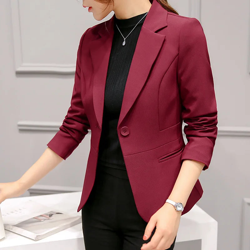 Women's Blazer Long Sleeve Pockets, Jackets Coat Slim, Office Lady Jacket, Female Tops Suit Blazer Femme Jackets