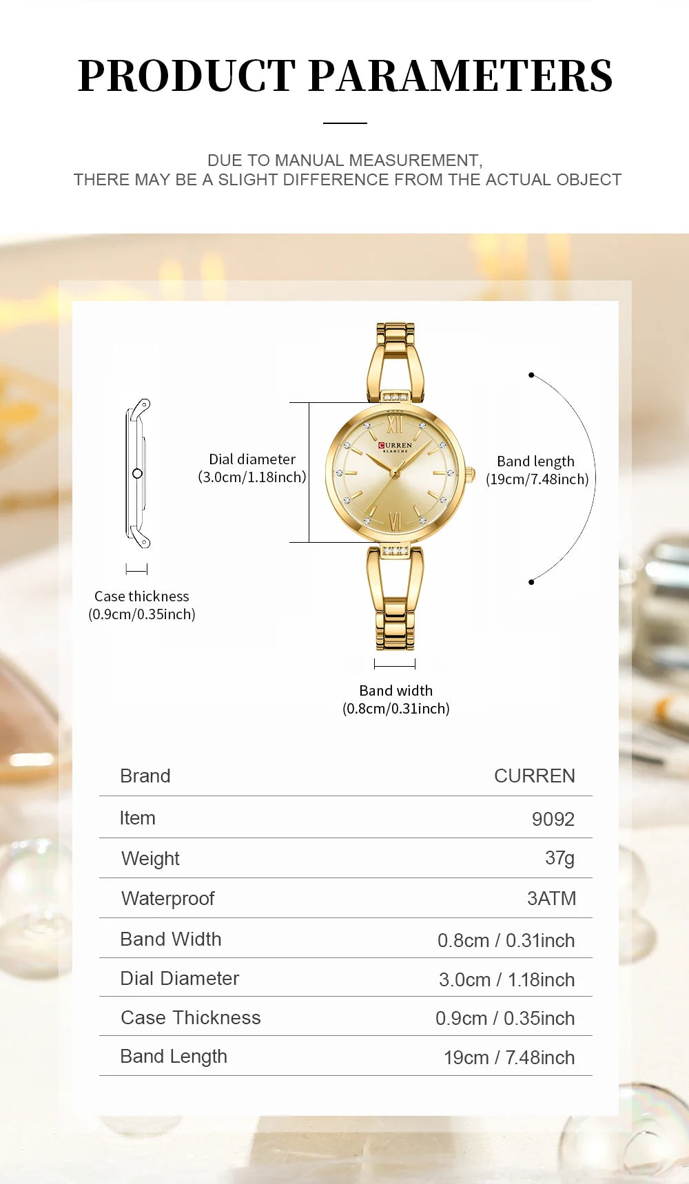 Women Watch CURREN Quartz Watch Charming Stainless Steel Women's Wristwatches