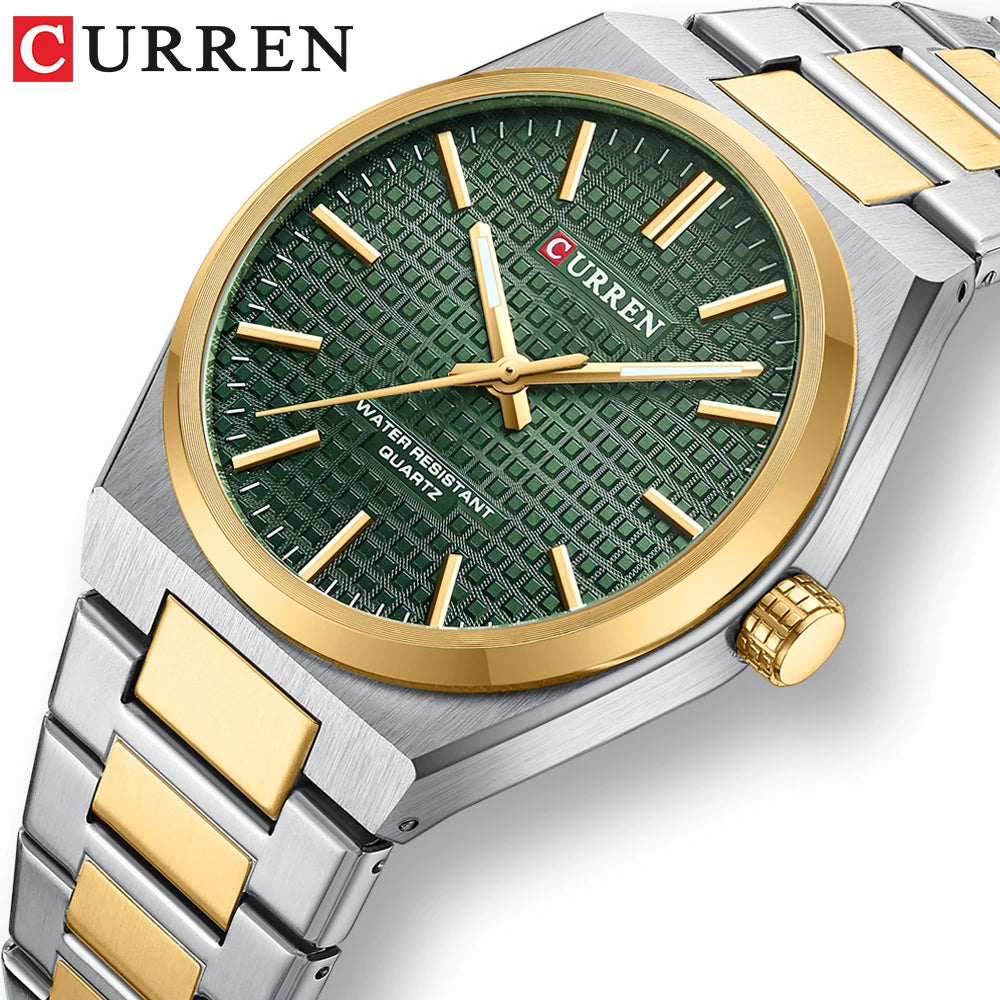 Men Quartz Watches CURREN 30M Waterproof Stainless Steel Quartz Date Clock Wristwatch Style Watch for Men