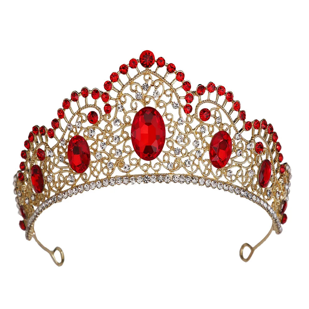 KMVEXO Vintage Baroque Fairy Crowns Bridle Crown Geometric Crystal Elf Tiaras for Women Wedding Costume