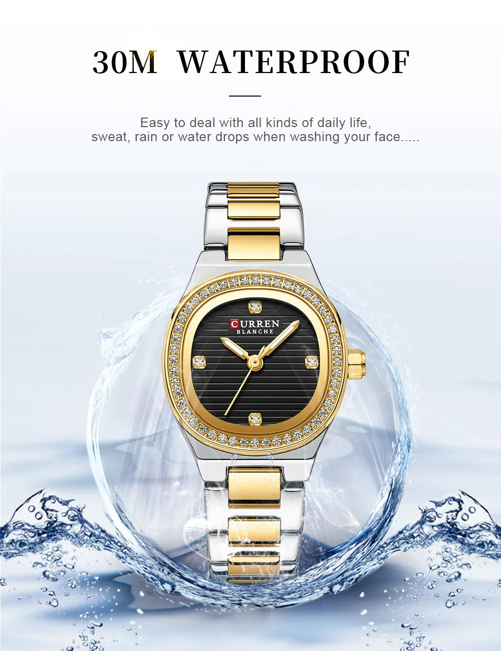 Women Quartz Watch CURREN Casual Wristwatches Ladies Stainless Steel Bracelet with Luminous Hands