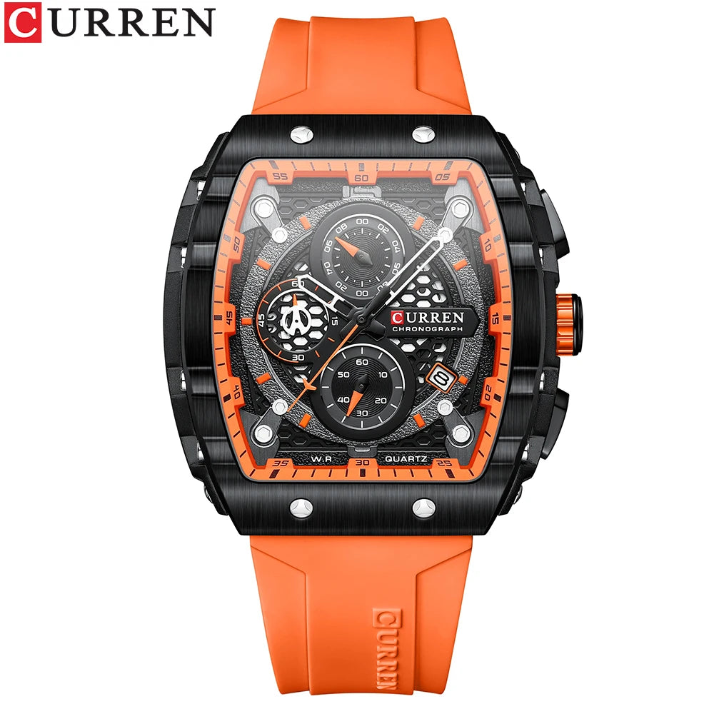 Men Watches CURREN unique square design quartz waterproof Men Watches Herren Armbanduhren
