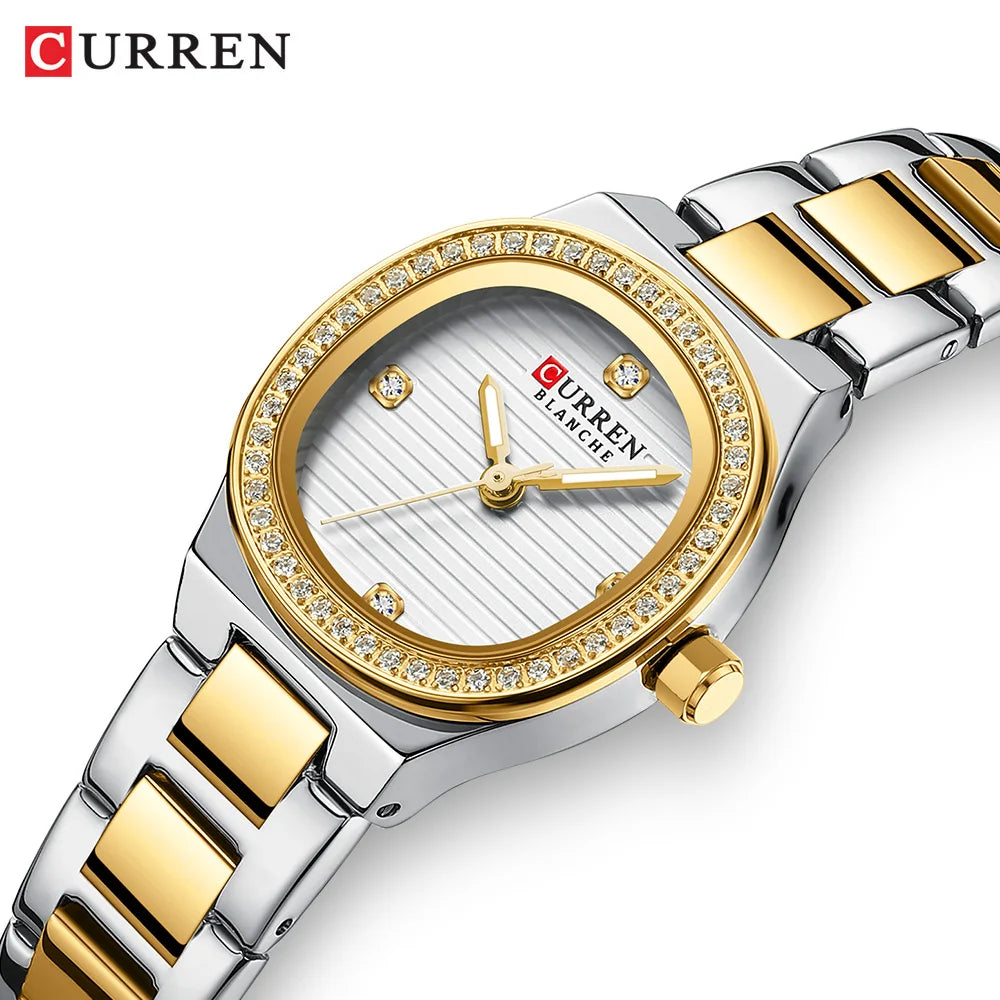 Women Quartz Watch CURREN Casual Wristwatches Ladies Stainless Steel Bracelet with Luminous Hands