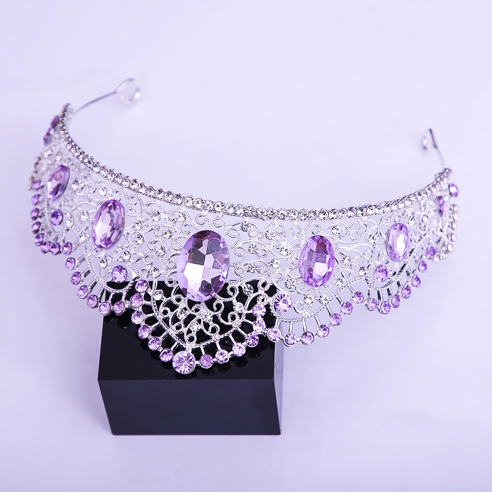 KMVEXO Vintage Baroque Fairy Crowns Bridle Crown Geometric Crystal Elf Tiaras for Women Wedding Costume
