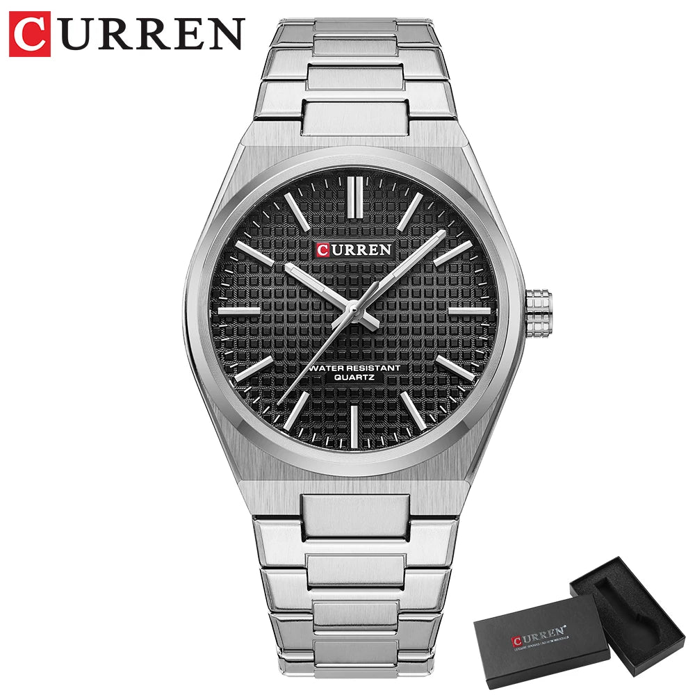 Men Quartz Watches CURREN 30M Waterproof Stainless Steel Quartz Date Clock Wristwatch Style Watch for Men