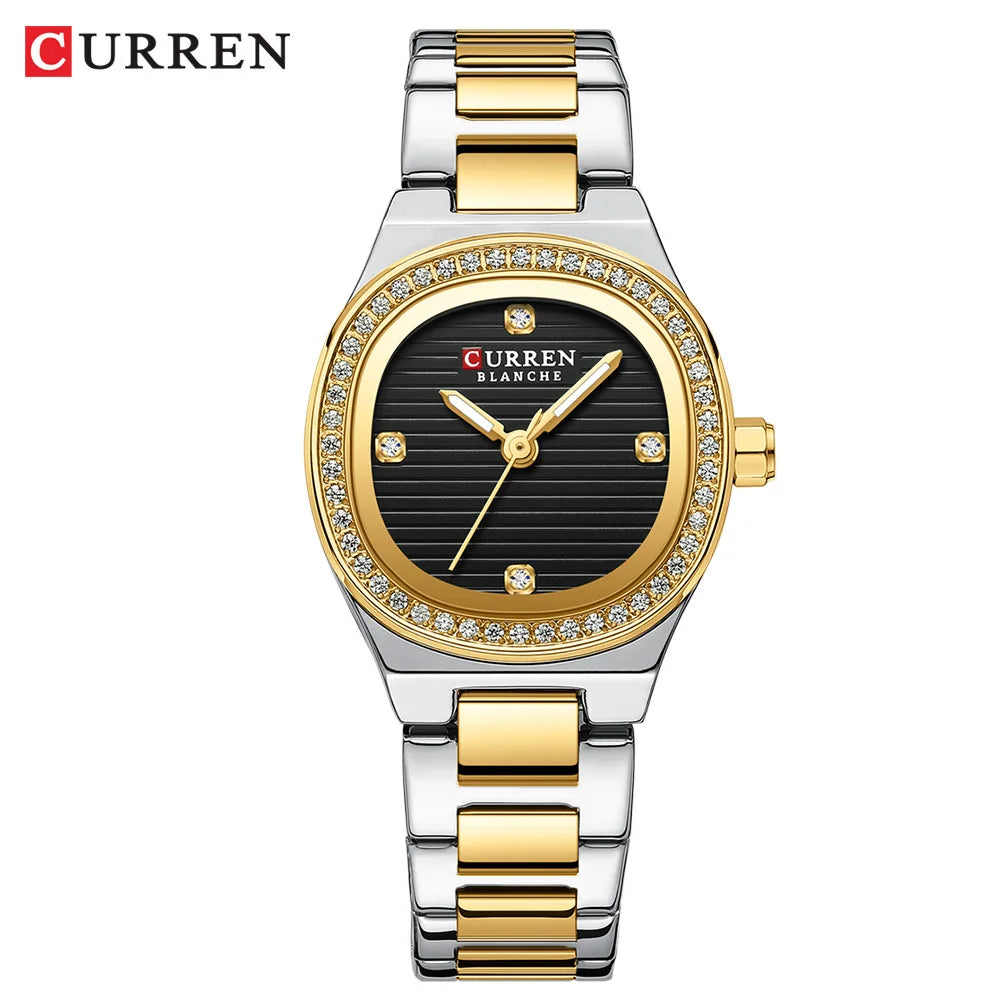 Women Quartz Watch CURREN Casual Wristwatches Ladies Stainless Steel Bracelet with Luminous Hands