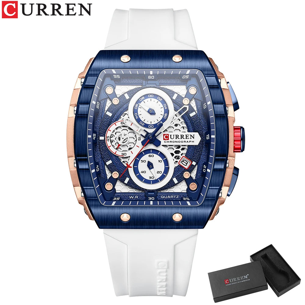 Men Watches CURREN unique square design quartz waterproof Men Watches Herren Armbanduhren