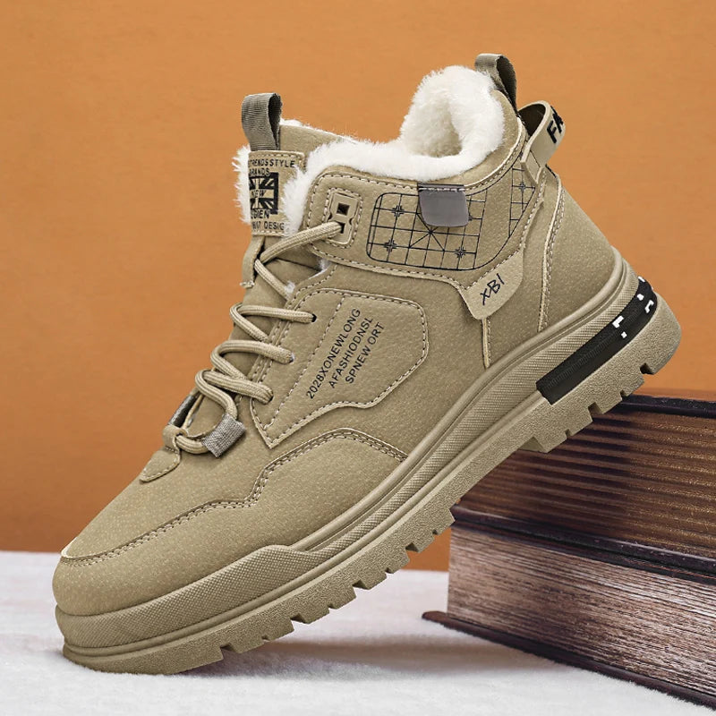 Men's Shoes Winter Fleece High-Top work shoes waterproof boots non-slip cotton shoes