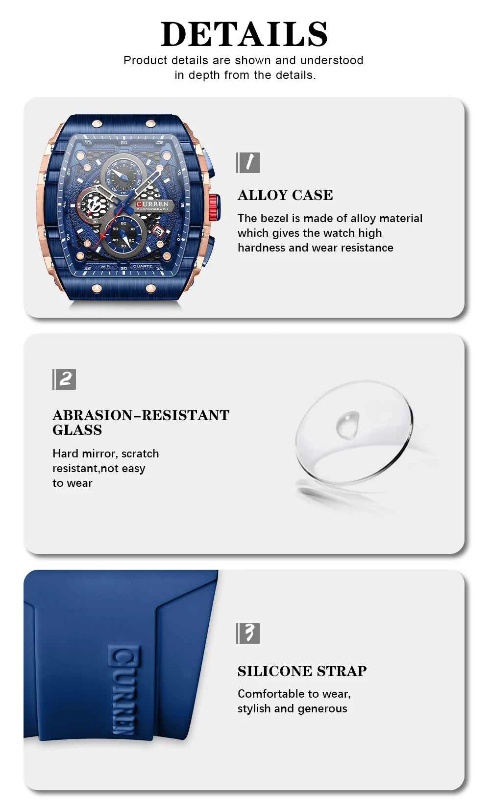 Men Watches CURREN unique square design quartz waterproof Men Watches Herren Armbanduhren