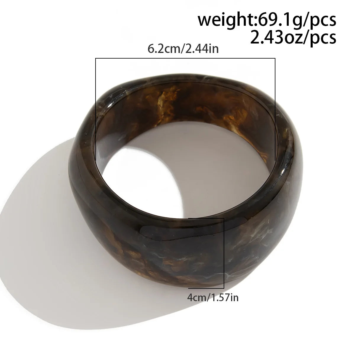 KMVEXO Vintage Chunky Coffee Thick Resin Acrylic Smudging Bangles Geometric Irregular Bangle Bracelets