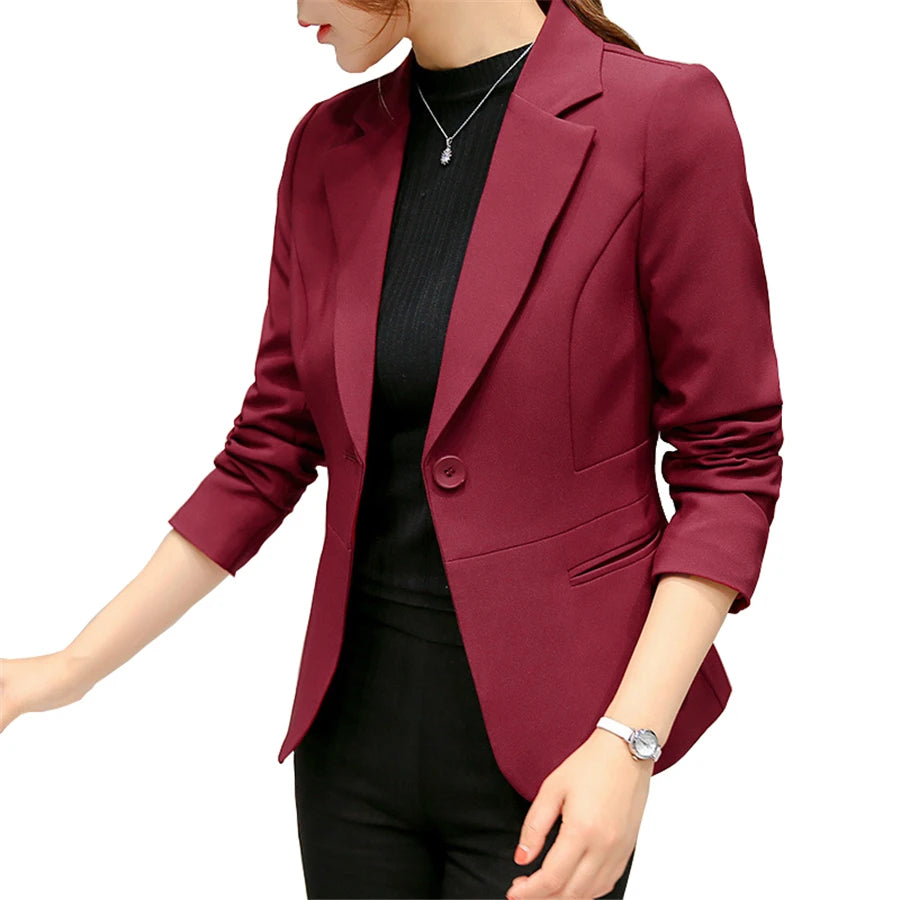 Women's Blazer Long Sleeve Pockets, Jackets Coat Slim, Office Lady Jacket, Female Tops Suit Blazer Femme Jackets