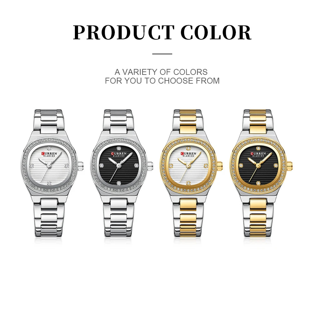 Women Quartz Watch CURREN Casual Wristwatches Ladies Stainless Steel Bracelet with Luminous Hands