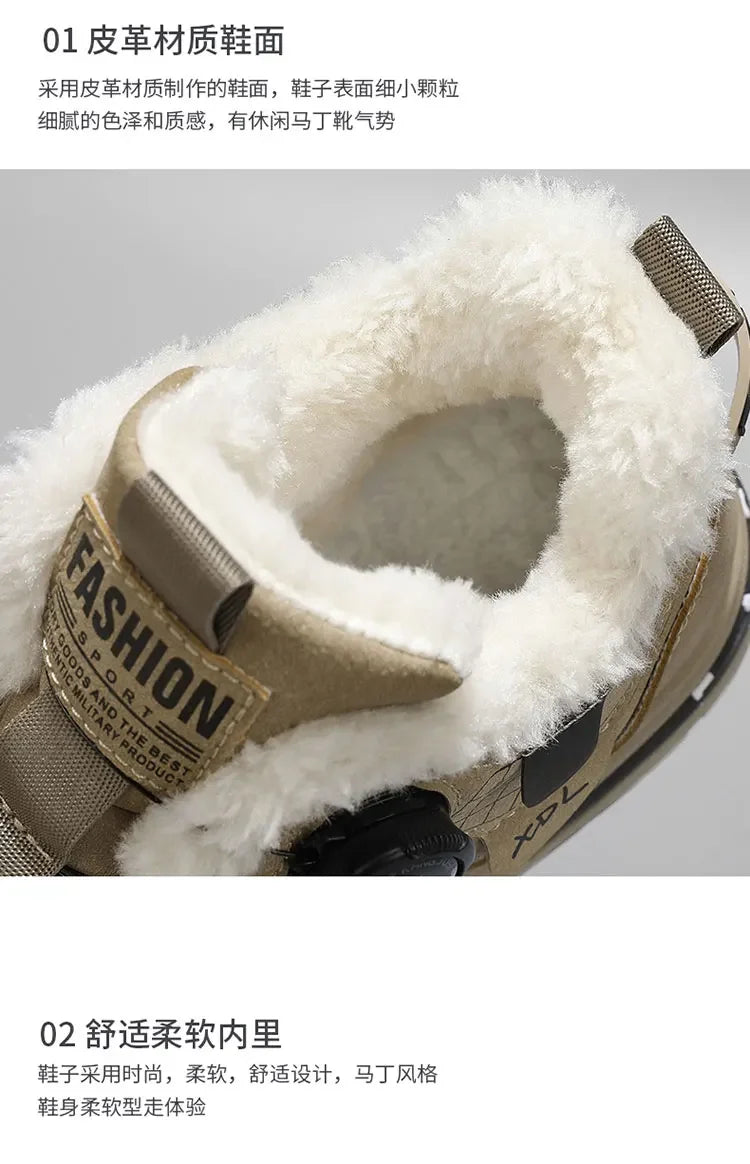 Men's Shoes Winter Fleece High-Top work shoes waterproof boots non-slip cotton shoes