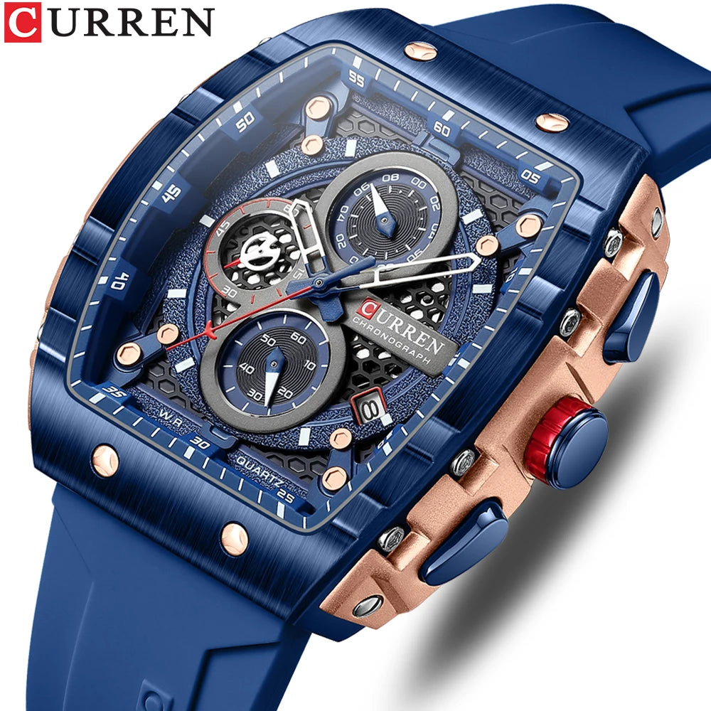 Men Watches CURREN unique square design quartz waterproof Men Watches Herren Armbanduhren