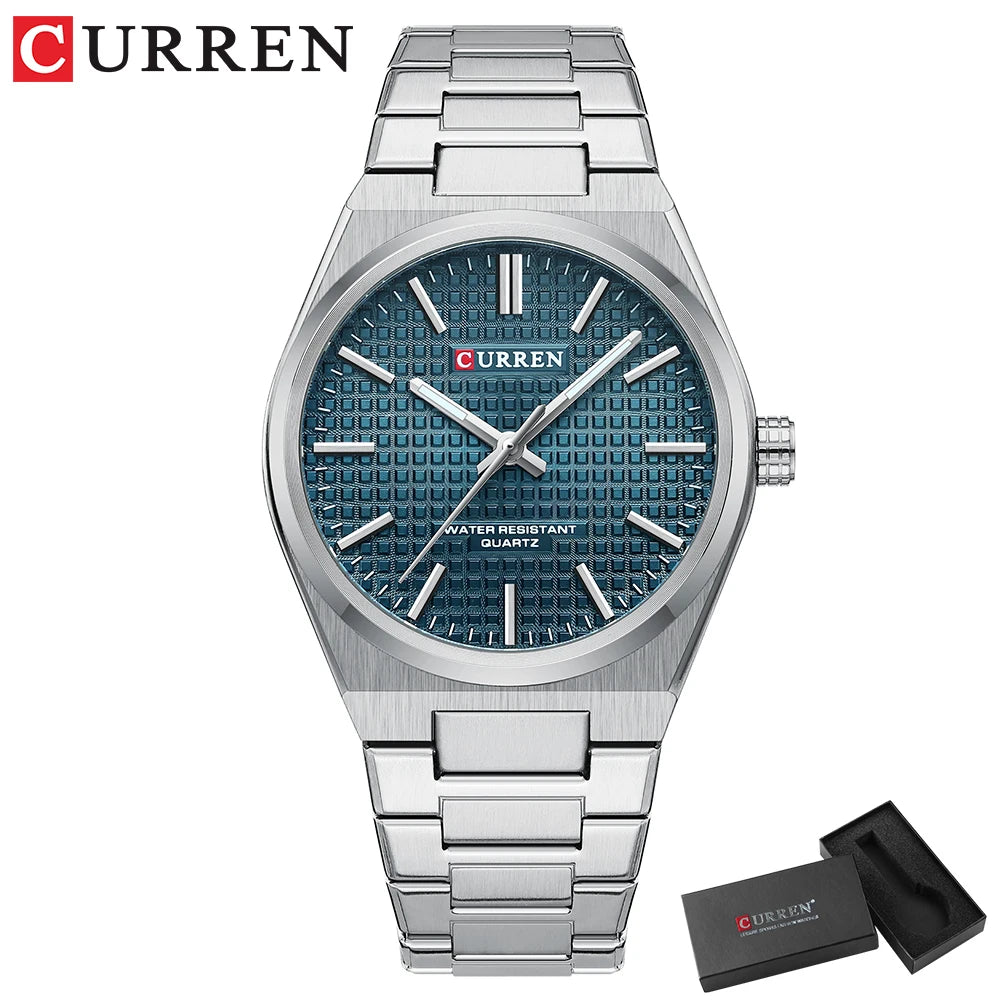 Men Quartz Watches CURREN 30M Waterproof Stainless Steel Quartz Date Clock Wristwatch Style Watch for Men