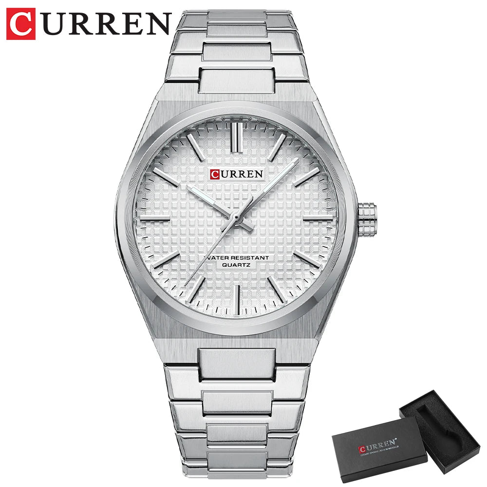 Men Quartz Watches CURREN 30M Waterproof Stainless Steel Quartz Date Clock Wristwatch Style Watch for Men
