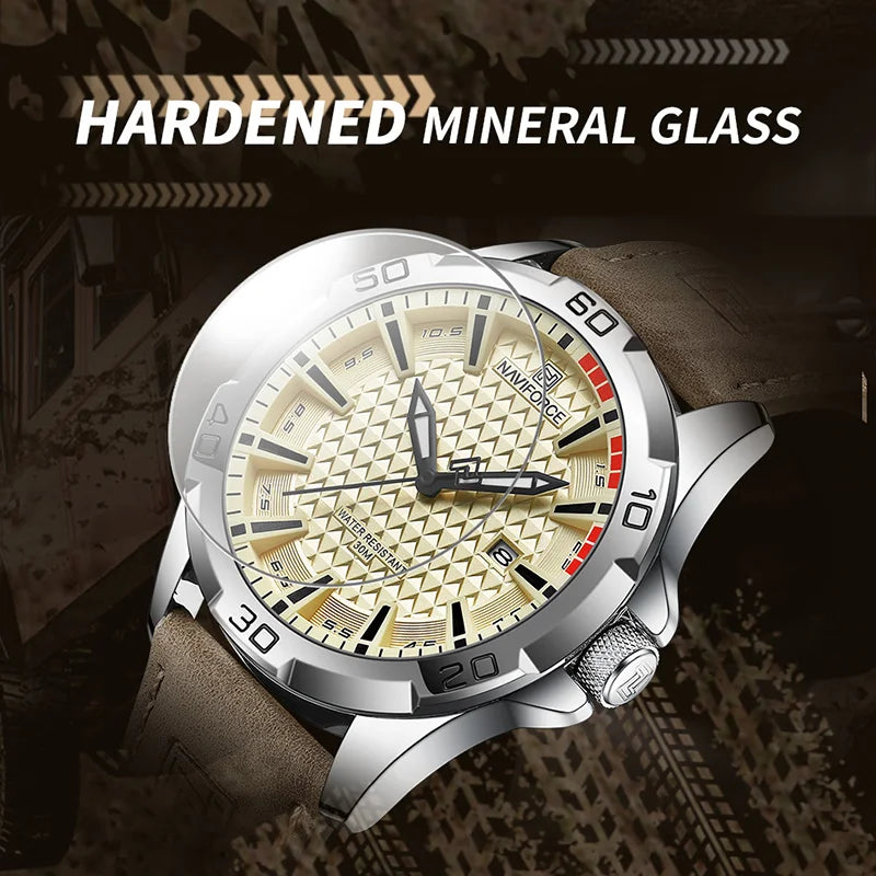 Men Watches NAVIFORCE Leather Band Quartz Wristwatches Clock Reloj Hombre, Herren Armbanduhren