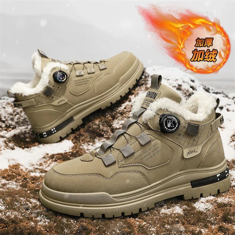 Men's Shoes Winter Fleece High-Top work shoes waterproof boots non-slip cotton shoes