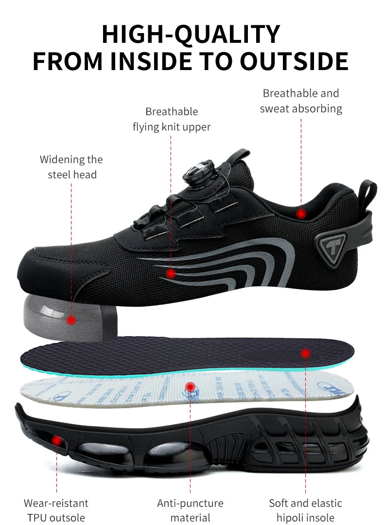 Men's Safety Shoes Steel Toe Cap Sneakers Style Puncture & Crash Proof Light Wear