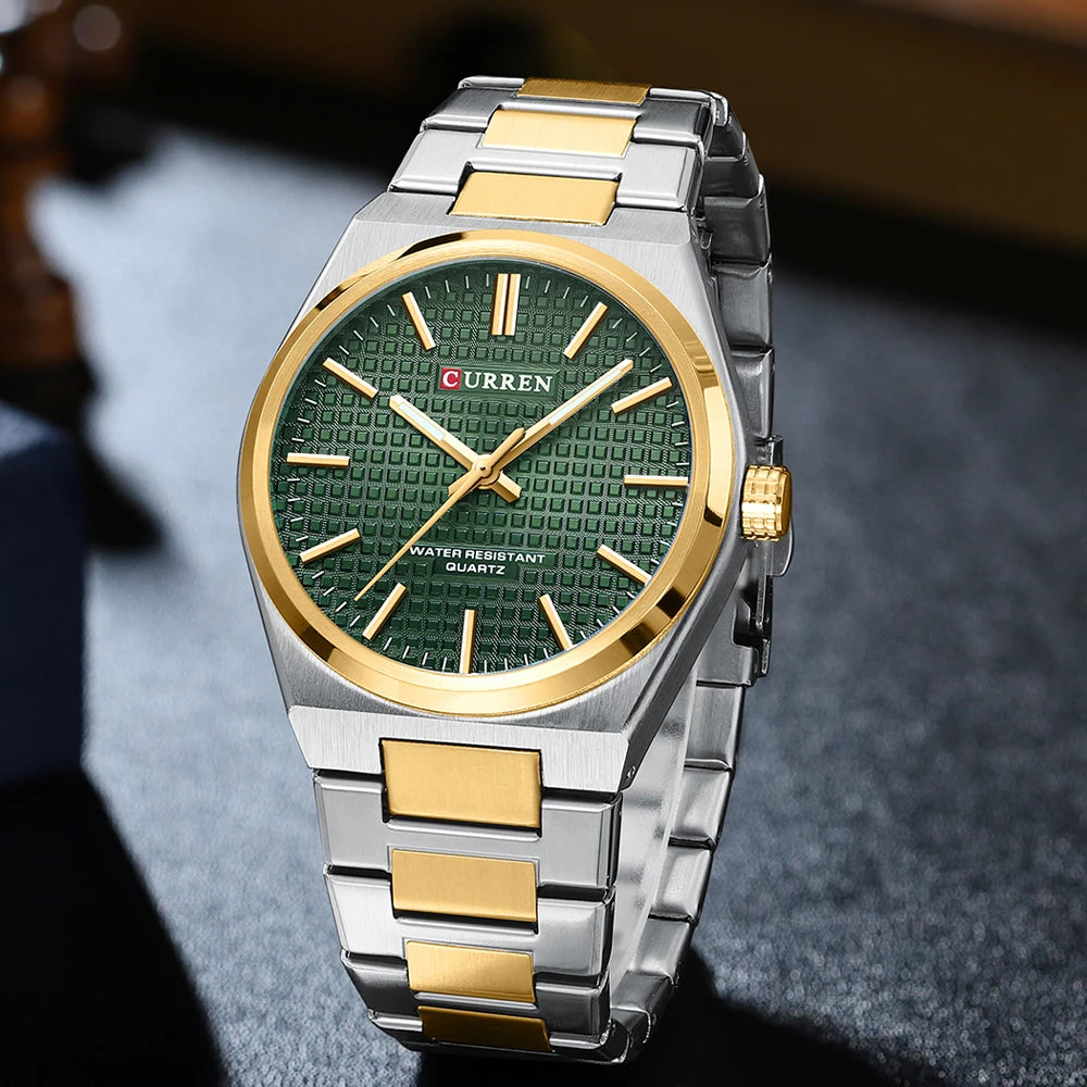 Men Quartz Watches CURREN 30M Waterproof Stainless Steel Quartz Date Clock Wristwatch Style Watch for Men