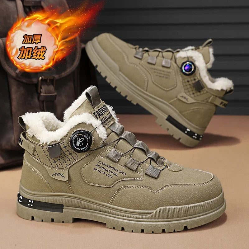 Men's Shoes Winter Fleece High-Top work shoes waterproof boots non-slip cotton shoes