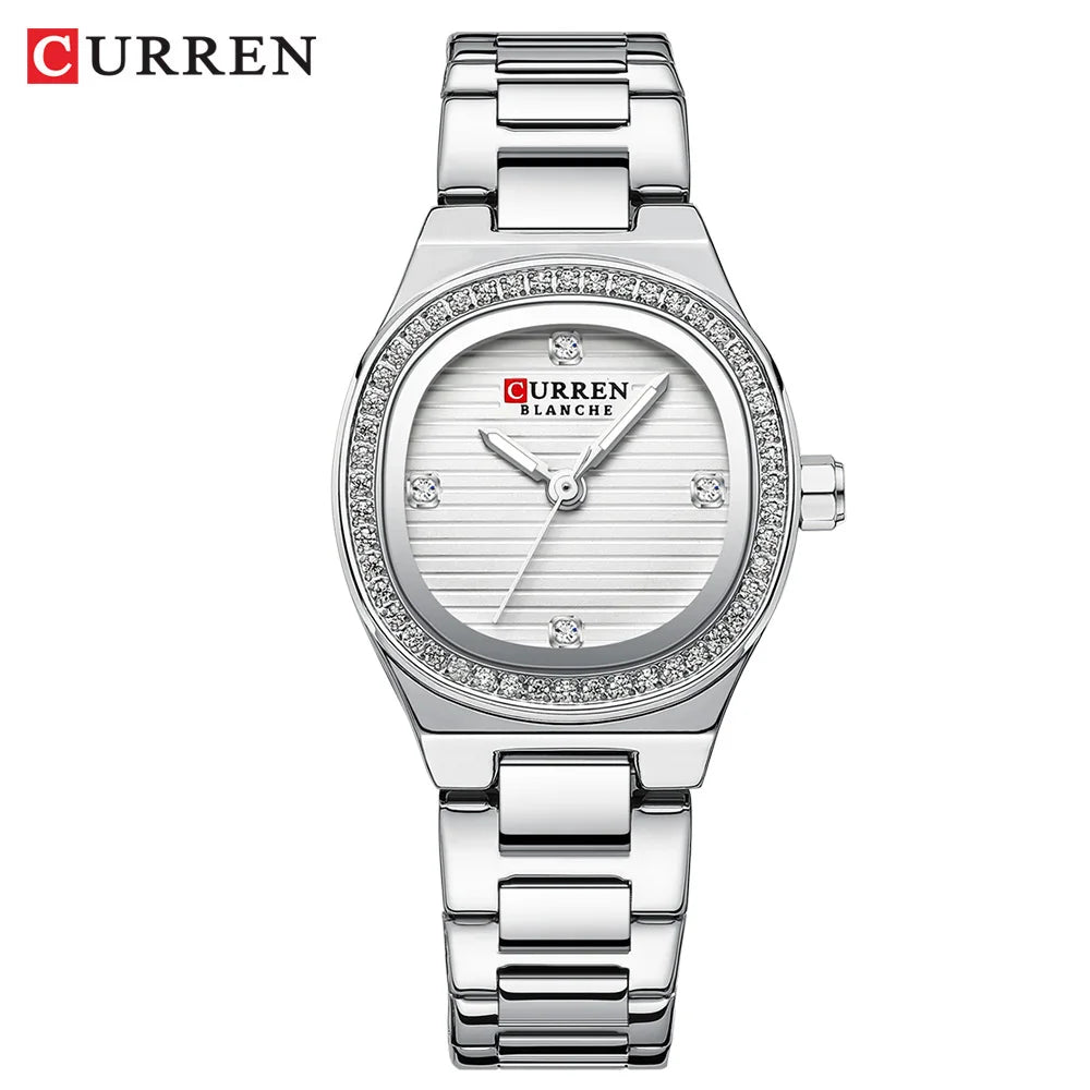 Women Quartz Watch CURREN Casual Wristwatches Ladies Stainless Steel Bracelet with Luminous Hands