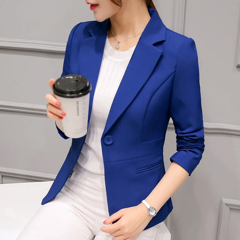 Women's Blazer Long Sleeve Pockets, Jackets Coat Slim, Office Lady Jacket, Female Tops Suit Blazer Femme Jackets