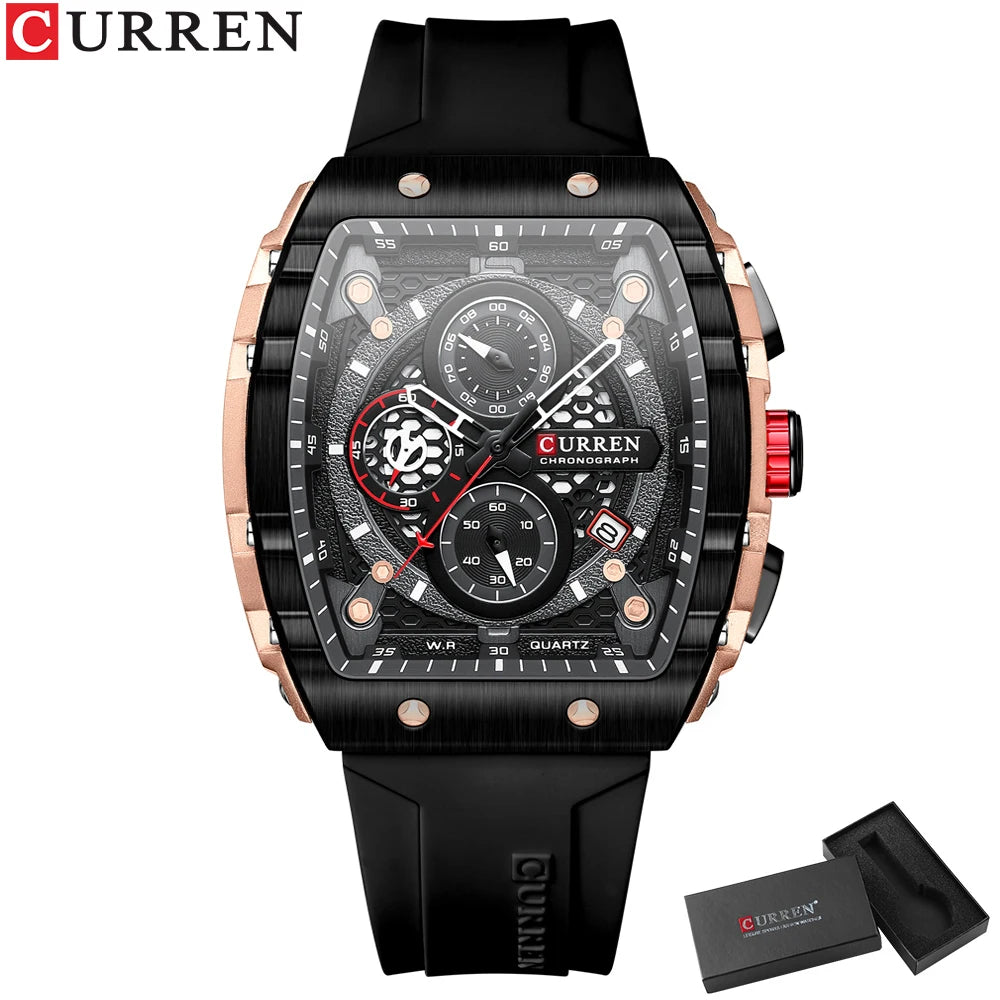 Men Watches CURREN unique square design quartz waterproof Men Watches Herren Armbanduhren