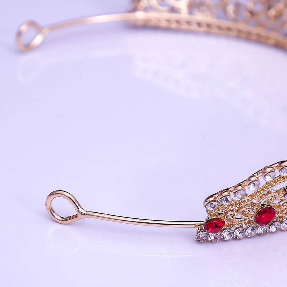 KMVEXO Vintage Baroque Fairy Crowns Bridle Crown Geometric Crystal Elf Tiaras for Women Wedding Costume