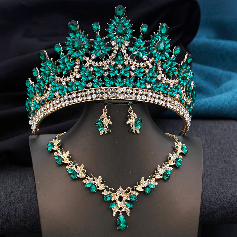High Opal Pink Tiaras and necklace earrings Bridal Jewelry Sets or Crown Prom Birthday Costume
