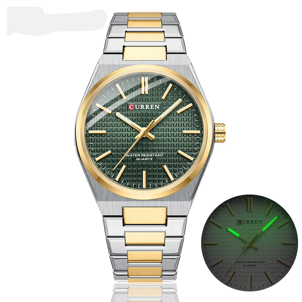 Men Quartz Watches CURREN 30M Waterproof Stainless Steel Quartz Date Clock Wristwatch Style Watch for Men