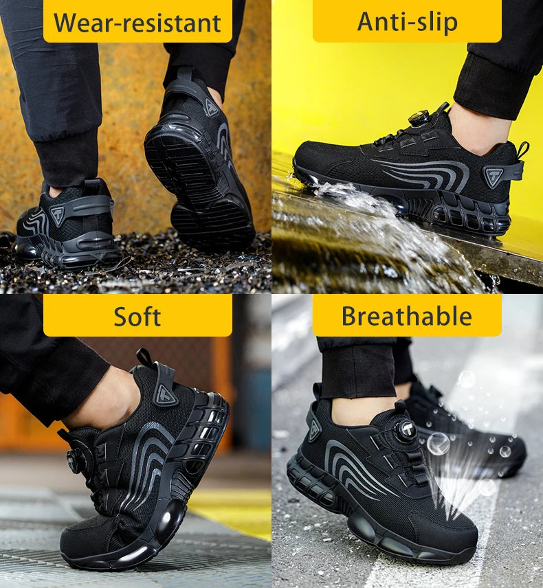 Men's Safety Shoes Steel Toe Cap Sneakers Style Puncture & Crash Proof Light Wear
