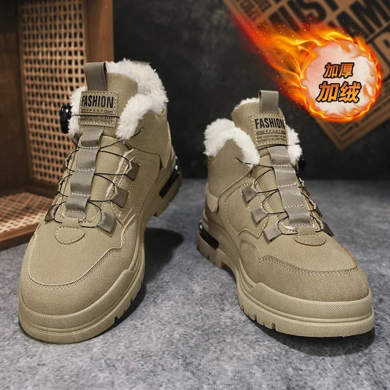 Men's Shoes Winter Fleece High-Top work shoes waterproof boots non-slip cotton shoes