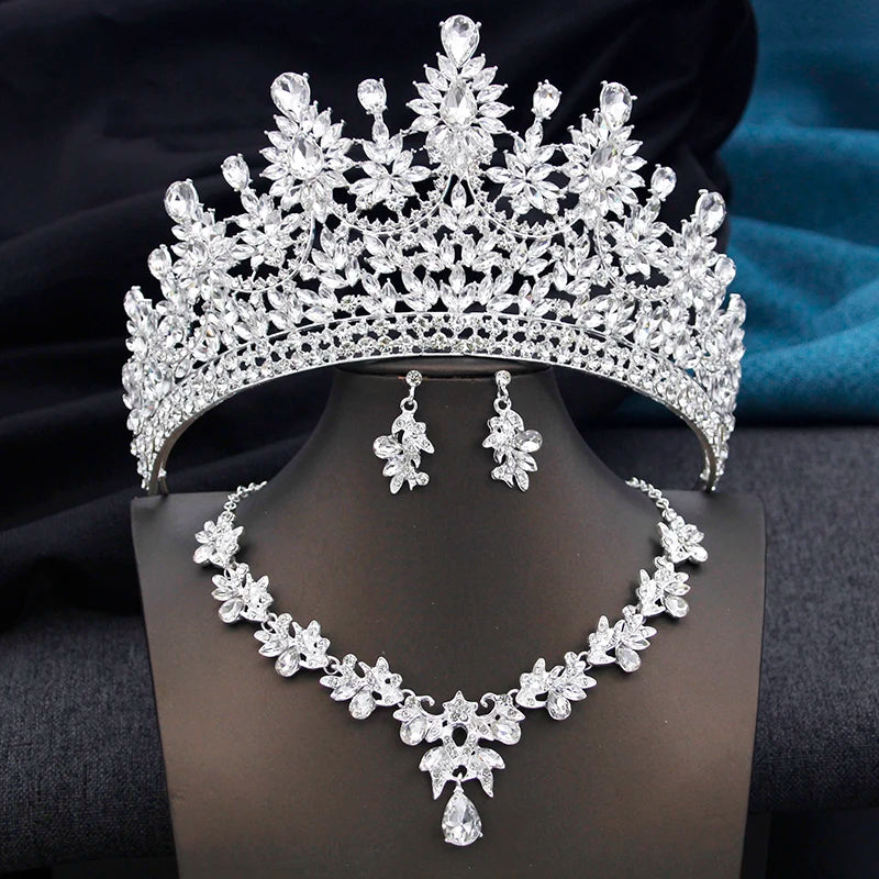 High Opal Pink Tiaras and necklace earrings Bridal Jewelry Sets or Crown Prom Birthday Costume