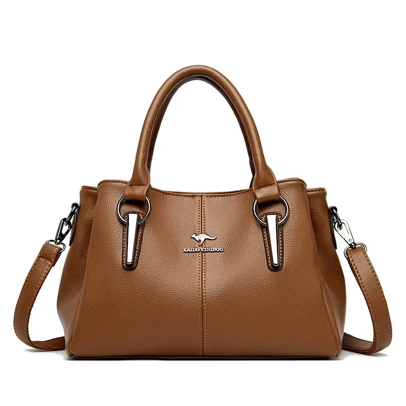 Women Handbags Fashion Casual Tote Bags 3-Layers Soft Leather Shoulder Bags New Big Capacity Crossbody Bags for Ladies Sac