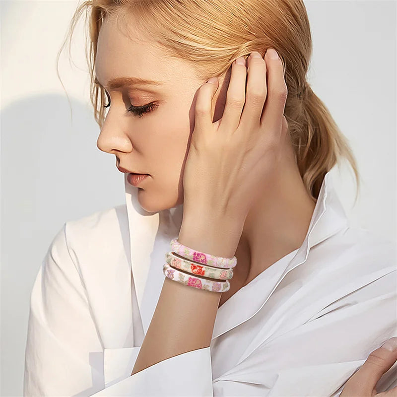 Enameled Bracelets For Women Flower Women Bangles Bracelet On Hand Gift