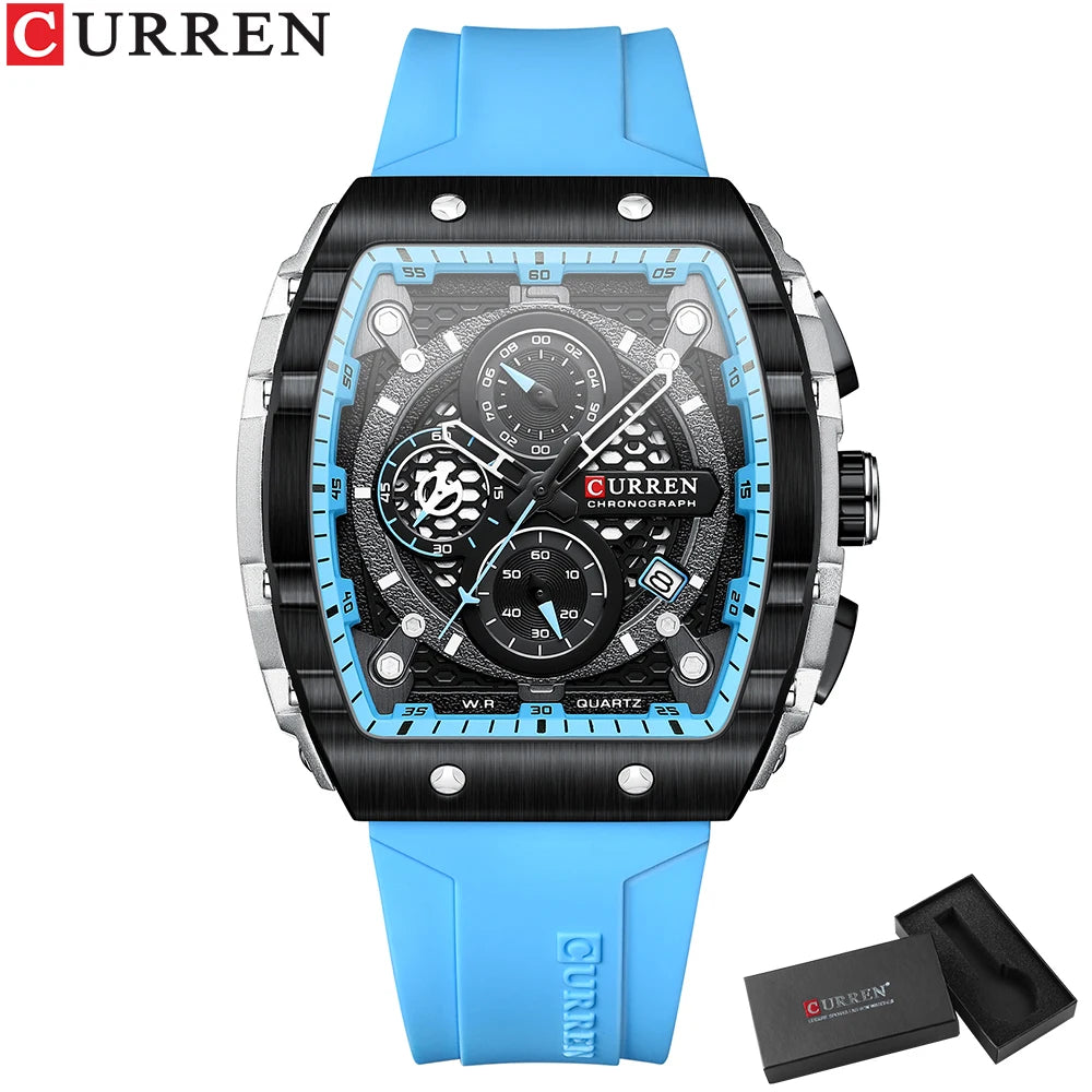 Men Watches CURREN unique square design quartz waterproof Men Watches Herren Armbanduhren