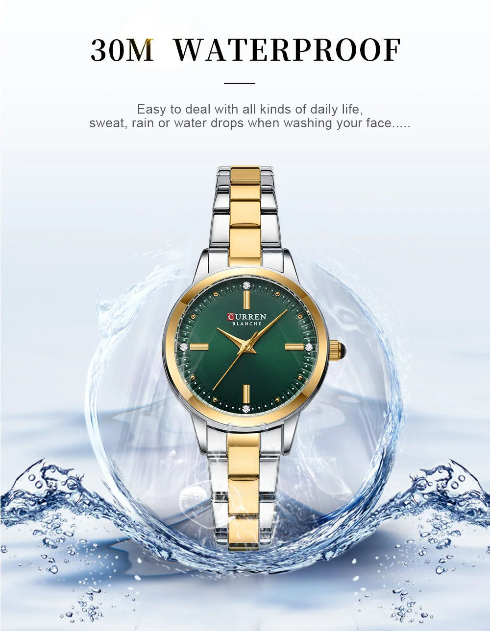 Women Watches CURREN Round Dial Quartz Watches with Stainless Steel Bracelet Wristwatches